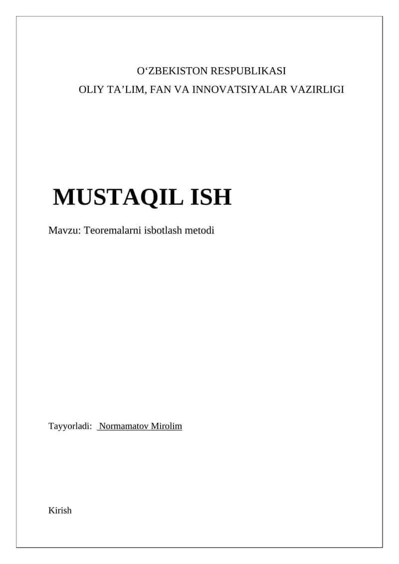 Teoremalarni isbotlash metodi 1
