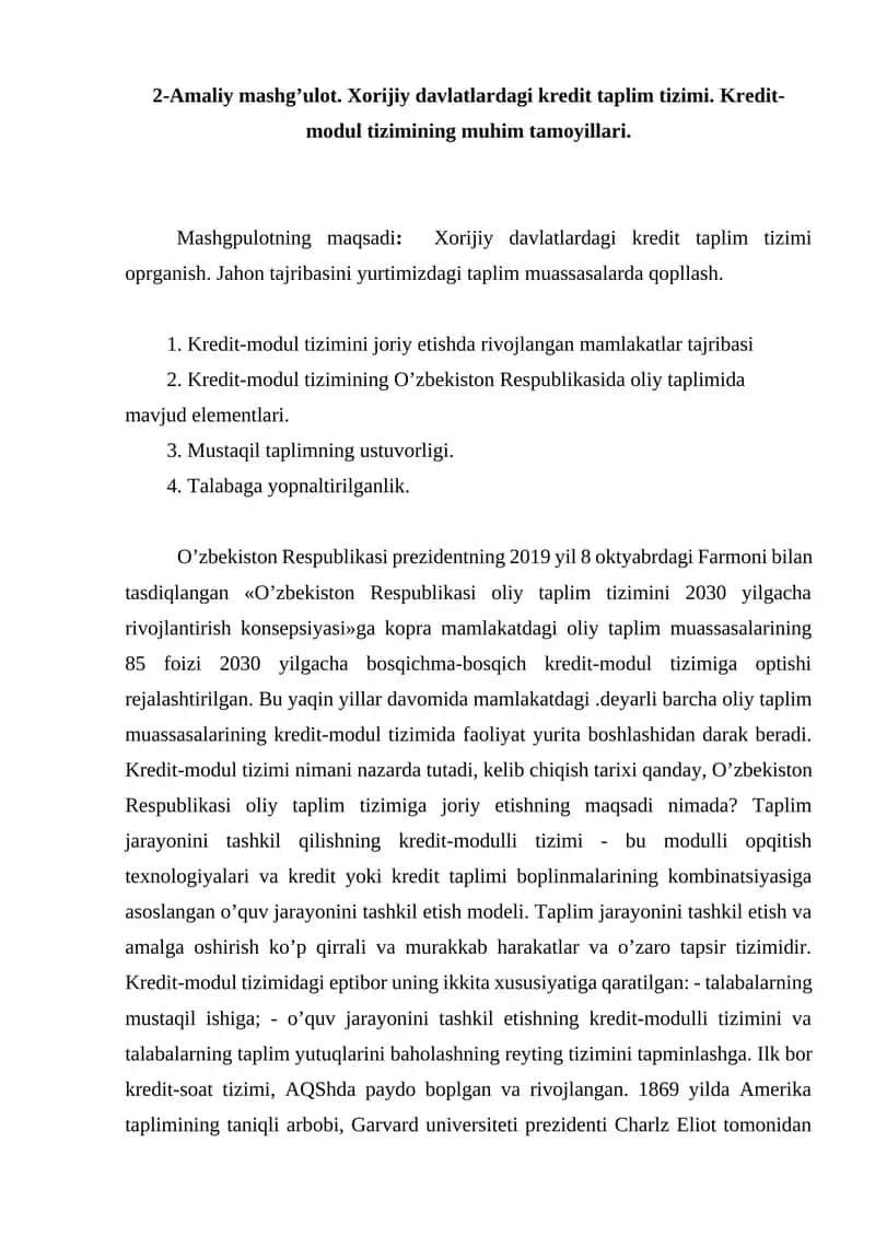 Xorijiy davlatlardagi kredit taplim tizimi 1