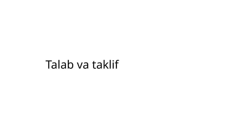 Talab va taklif 1