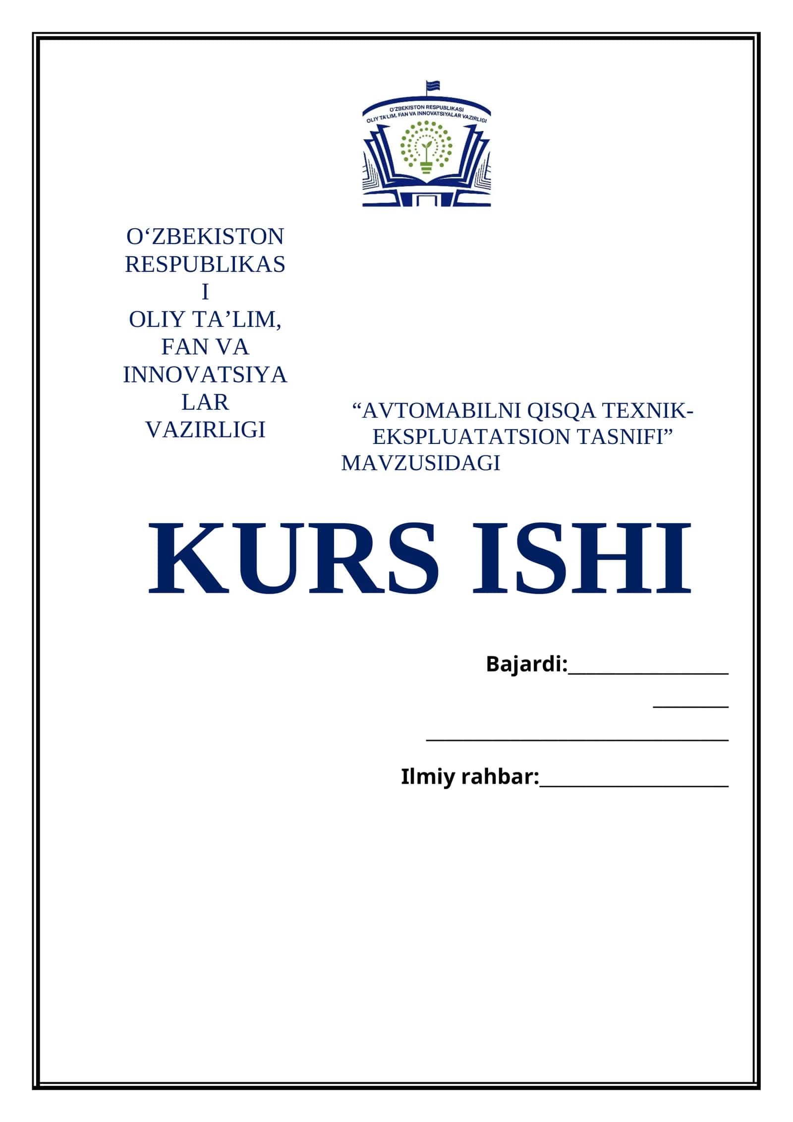 AVTOMABILNI QISQA TEXNIK-EKSPLUATATSION TASNIFI 1