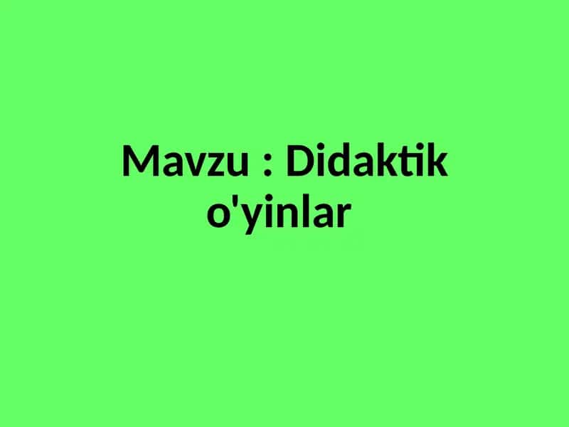 Didaktiko'yinlar 1