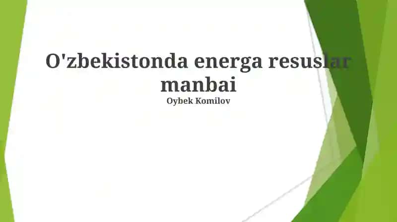 O'zbekistonda energa resuslar manbai