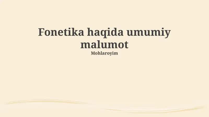 Fonetika haqida umumiy malumot 1