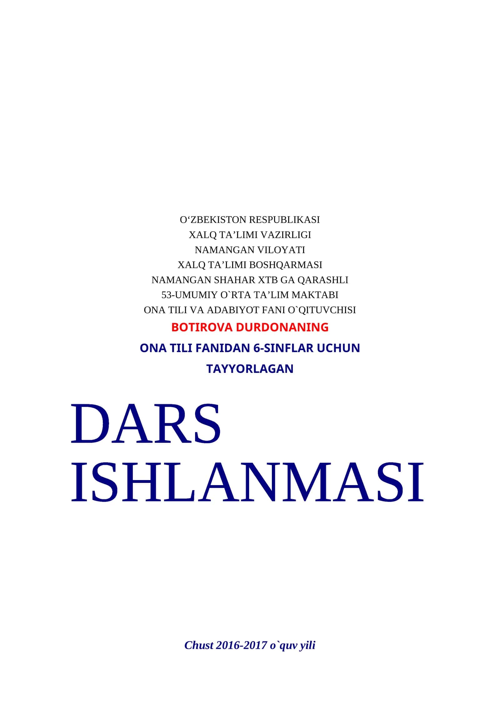 ONA TILI FANIDAN 6-SINFLAR UCHUN 1