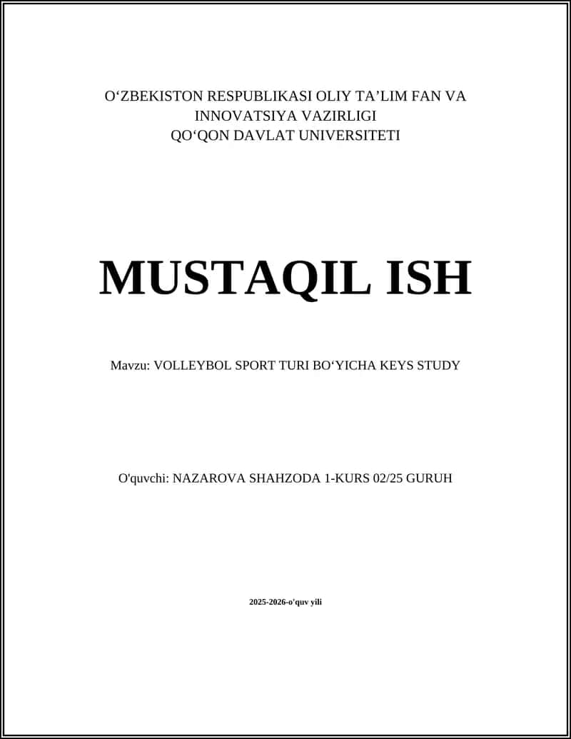 VOLLEYBOL SPORT TURI BOʻYICHA KEYS STUDY 1
