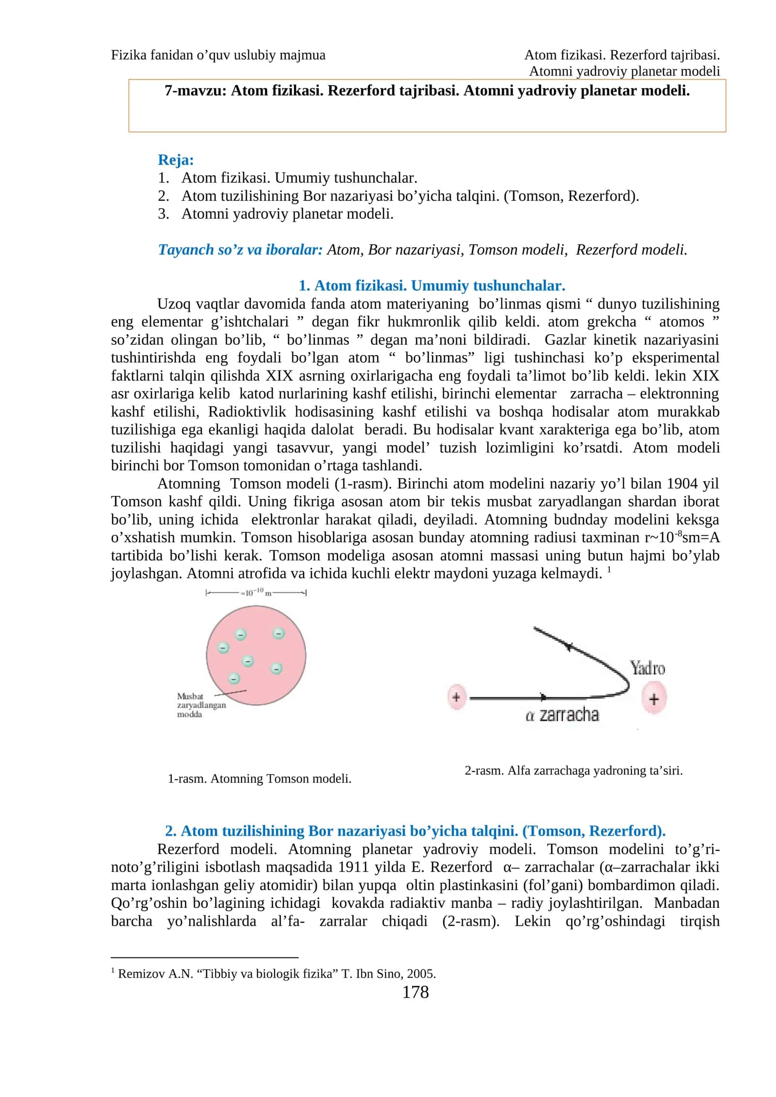 Atom fizikasi. Rezerford tajribasi. Atomni yadroviy planetar modeli 1