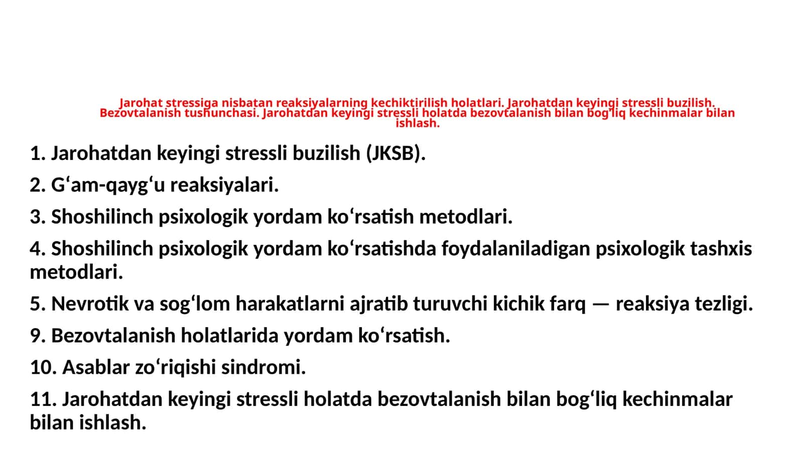 Bezovtalanish holatlari va stress 1