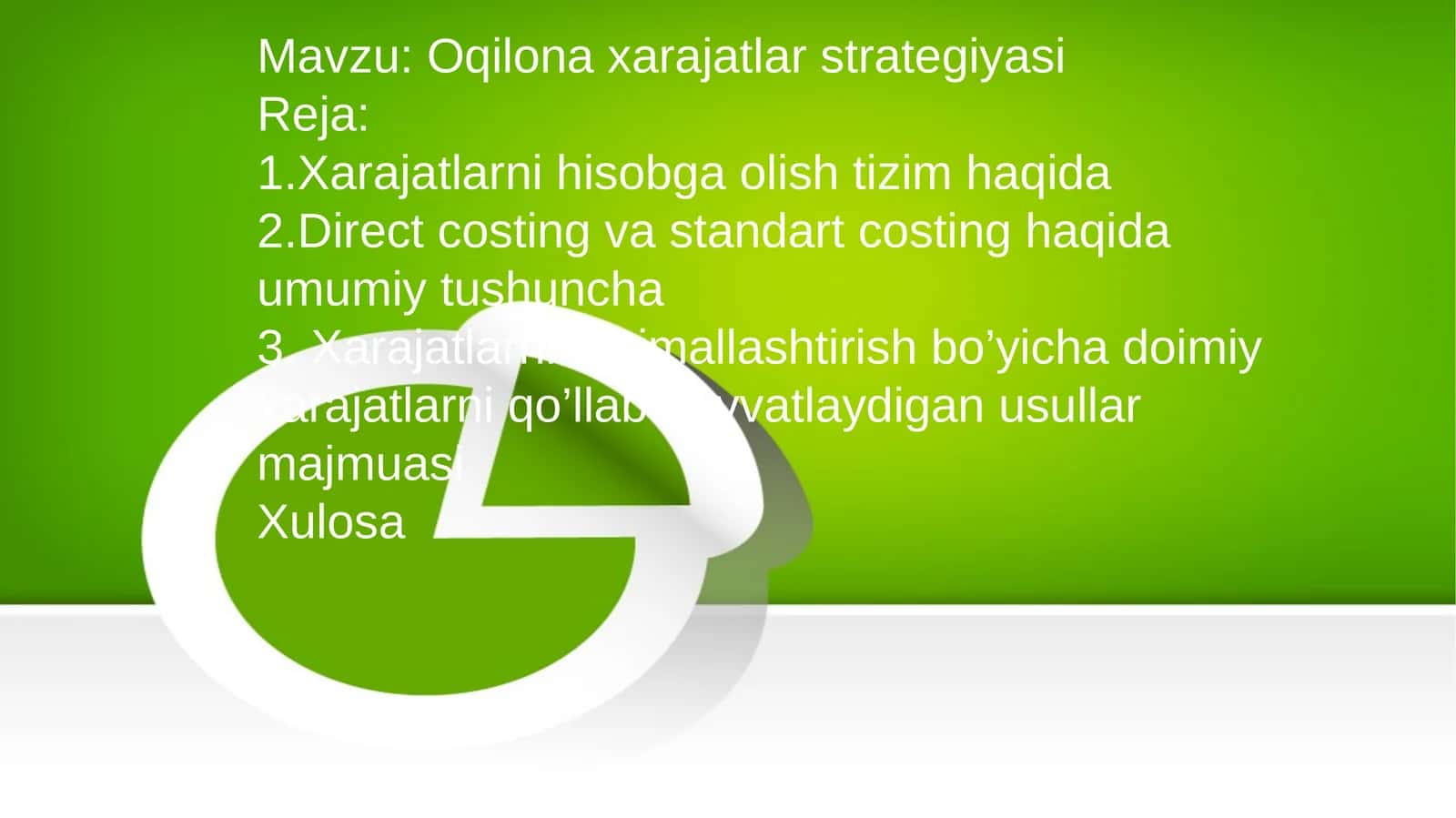 Oqilona xarajatlar strategiyasi 1