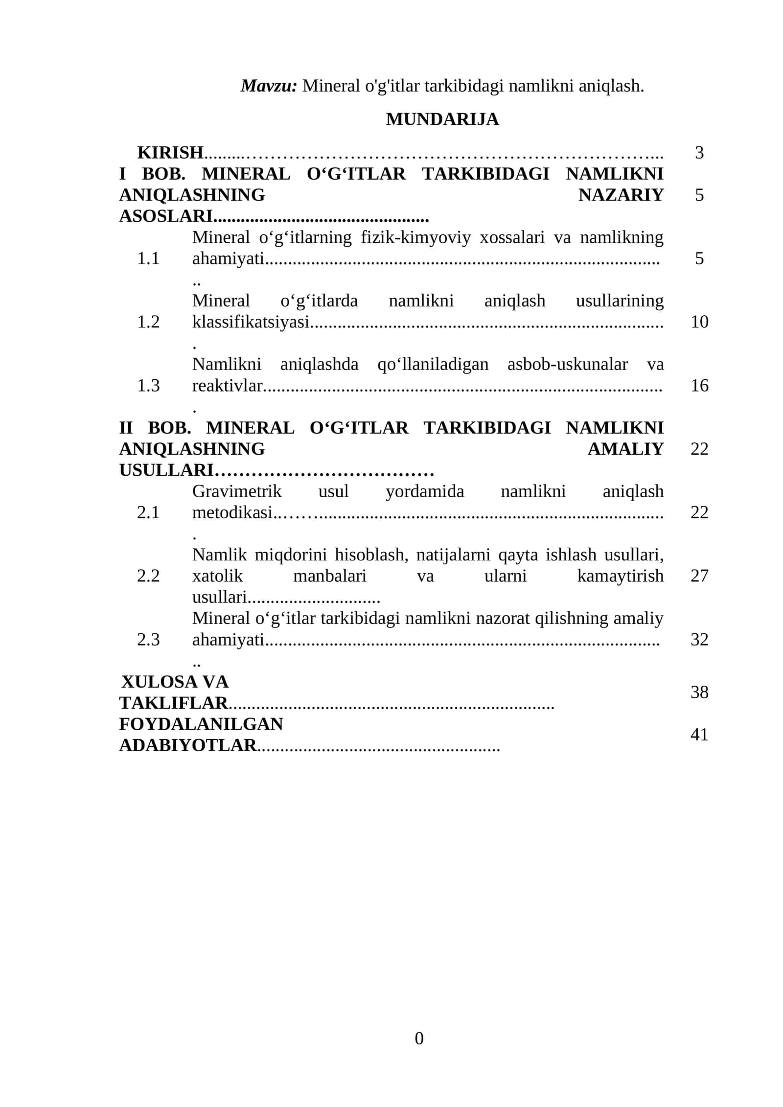 Mineral o'g'itlar tarkibidagi namlikni aniqlash 1