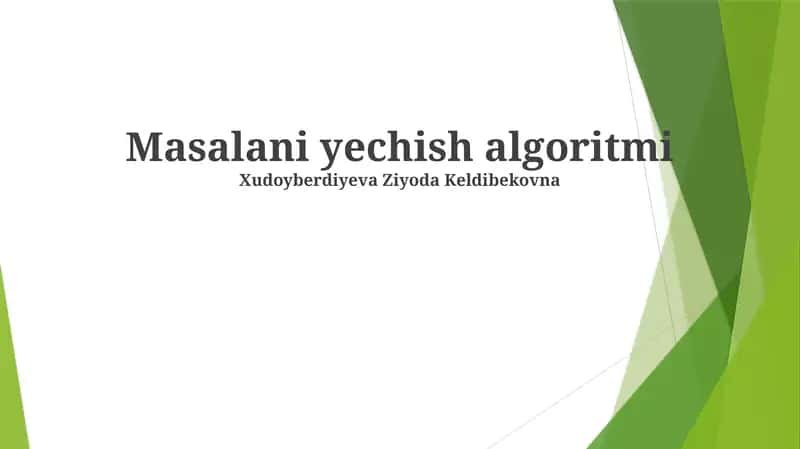 Masalani yechish algoritmi 1