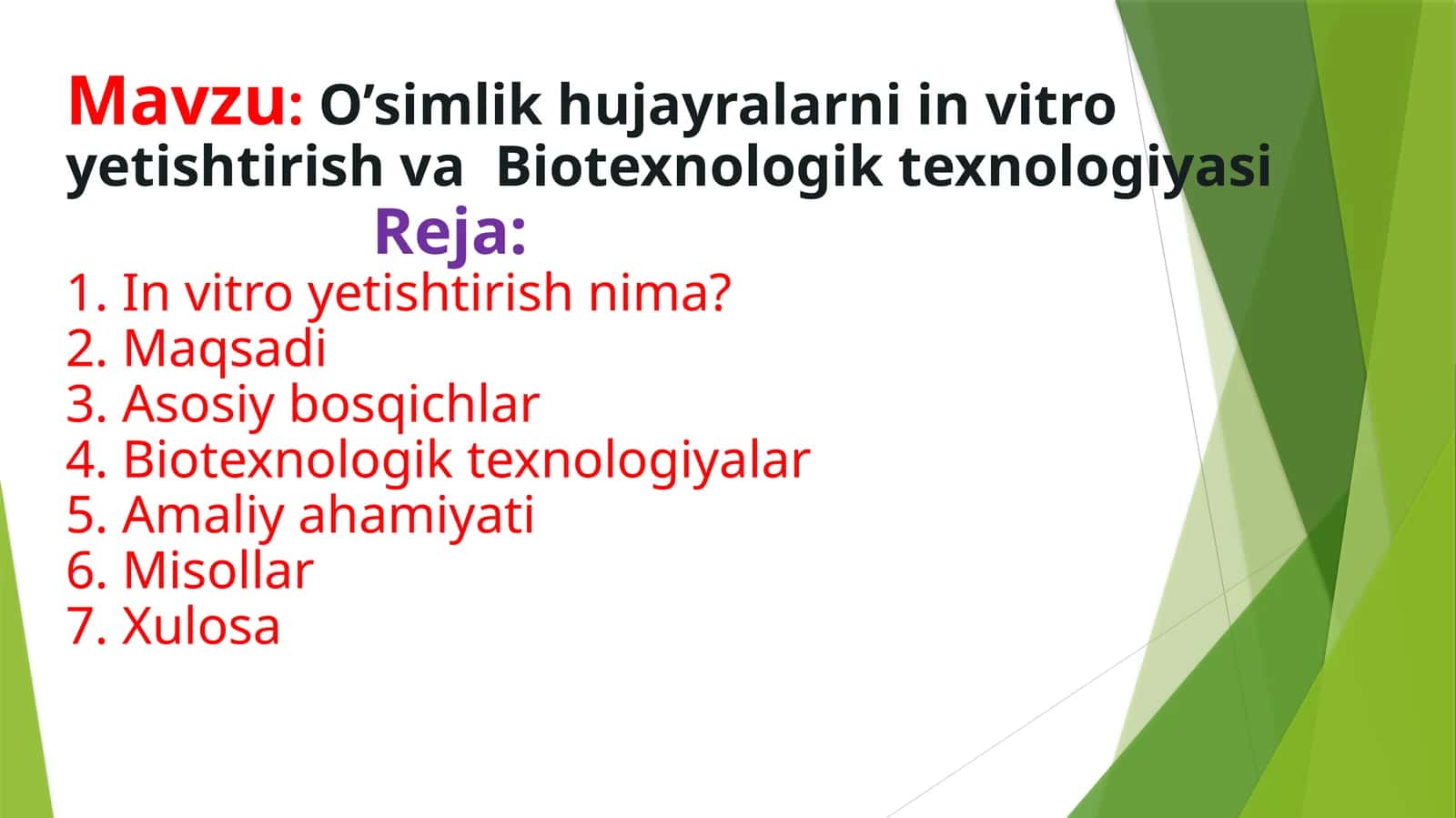 O'simlik hujayralarini in vitroyetishtirish va Biotexnologik texnologiyasi 1