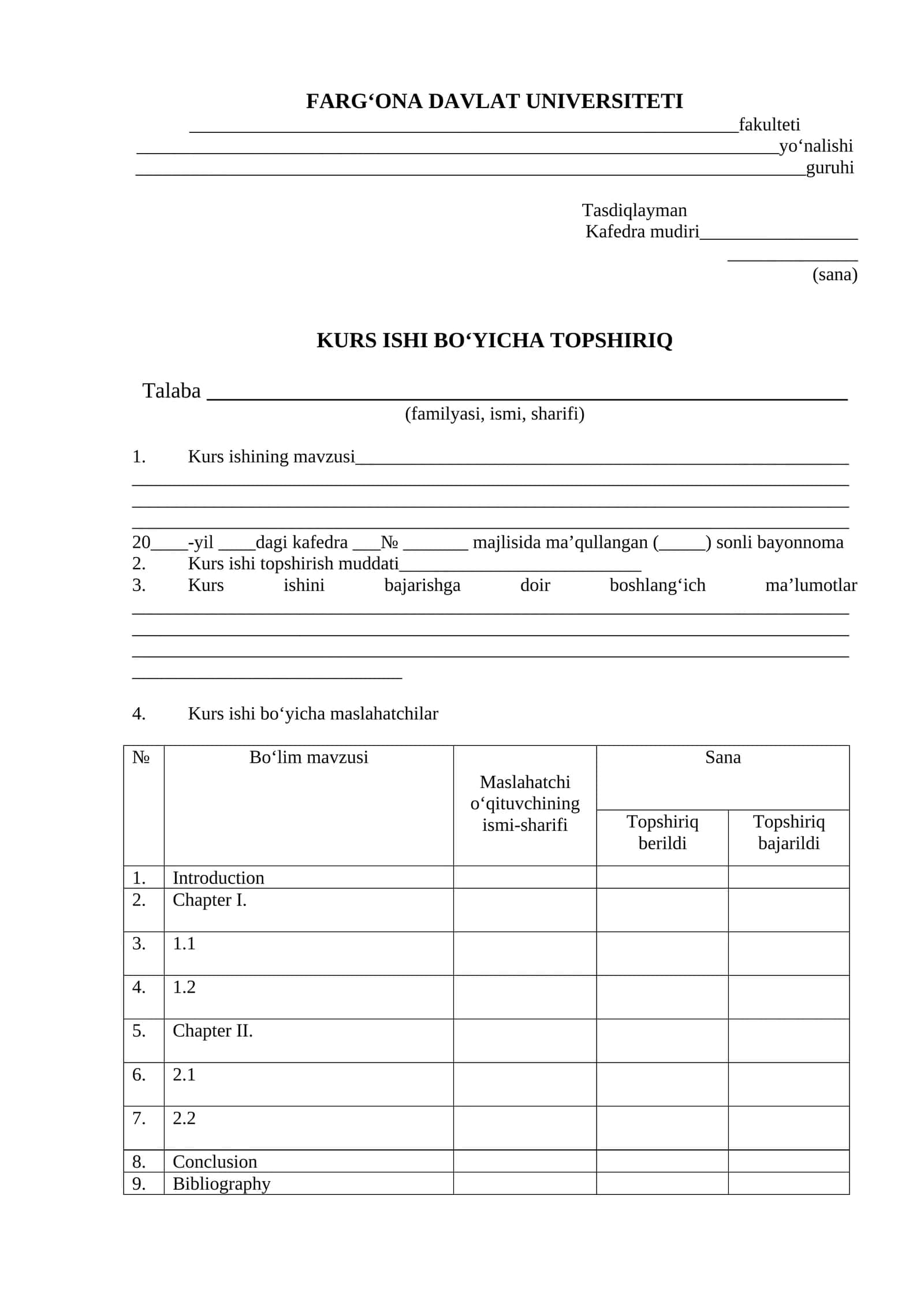 Kurs ish bo‘yicha topshiriq 1