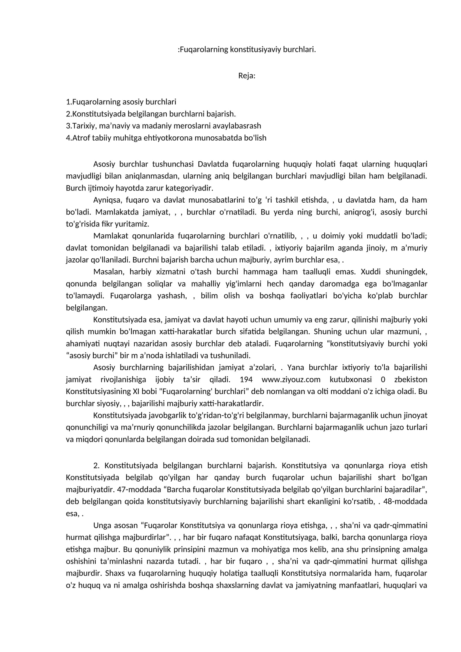 Fuqarolarning konstitusiyaviy burchlari 1