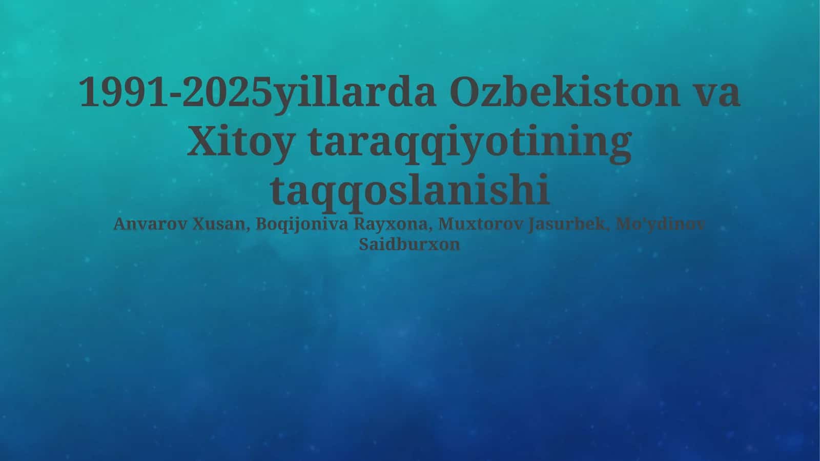 1991-2025yillarda Ozbekiston va Xitoy taraqqiyotining taqqoslanishi 1
