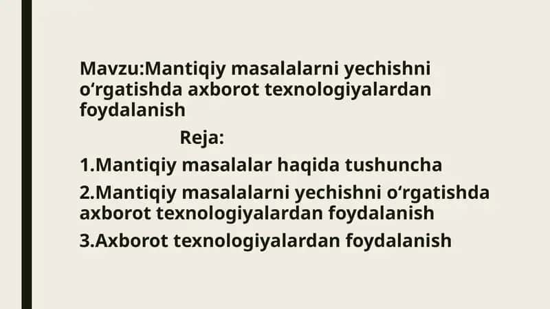 Mantiqiy masalalarni yechishni oʻrgatishda axborot texnologiyalardan foydalanish 1