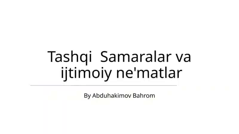 Tashqi Samaralar va ijtimoiy ne'matlar