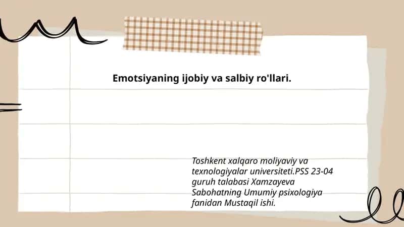 Umumiy psixologiya fanidan Mustaqil ish 1