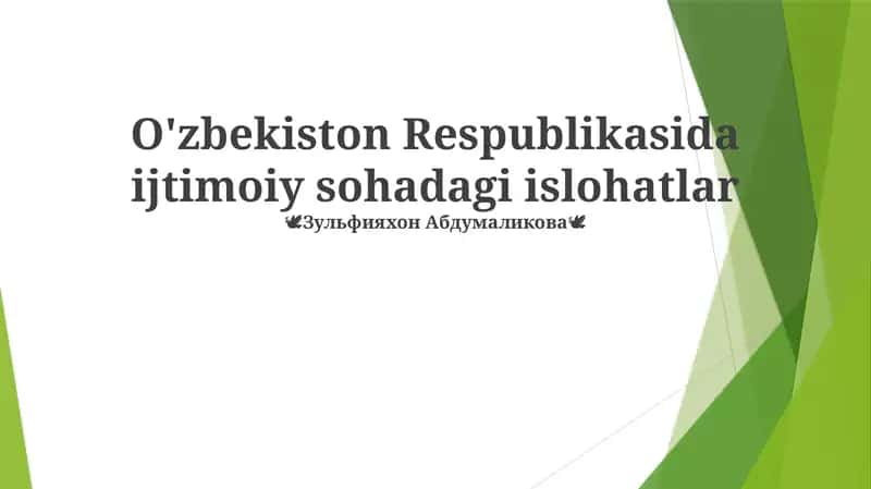 O'zbekiston Respublikasida ijtimoiy sohadagi islohatlar 1