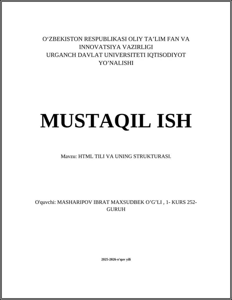 HTML TILI VA UNING STRUKTURASI 1