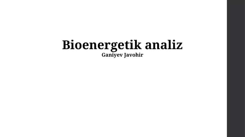 Bioenergetik analiz 1