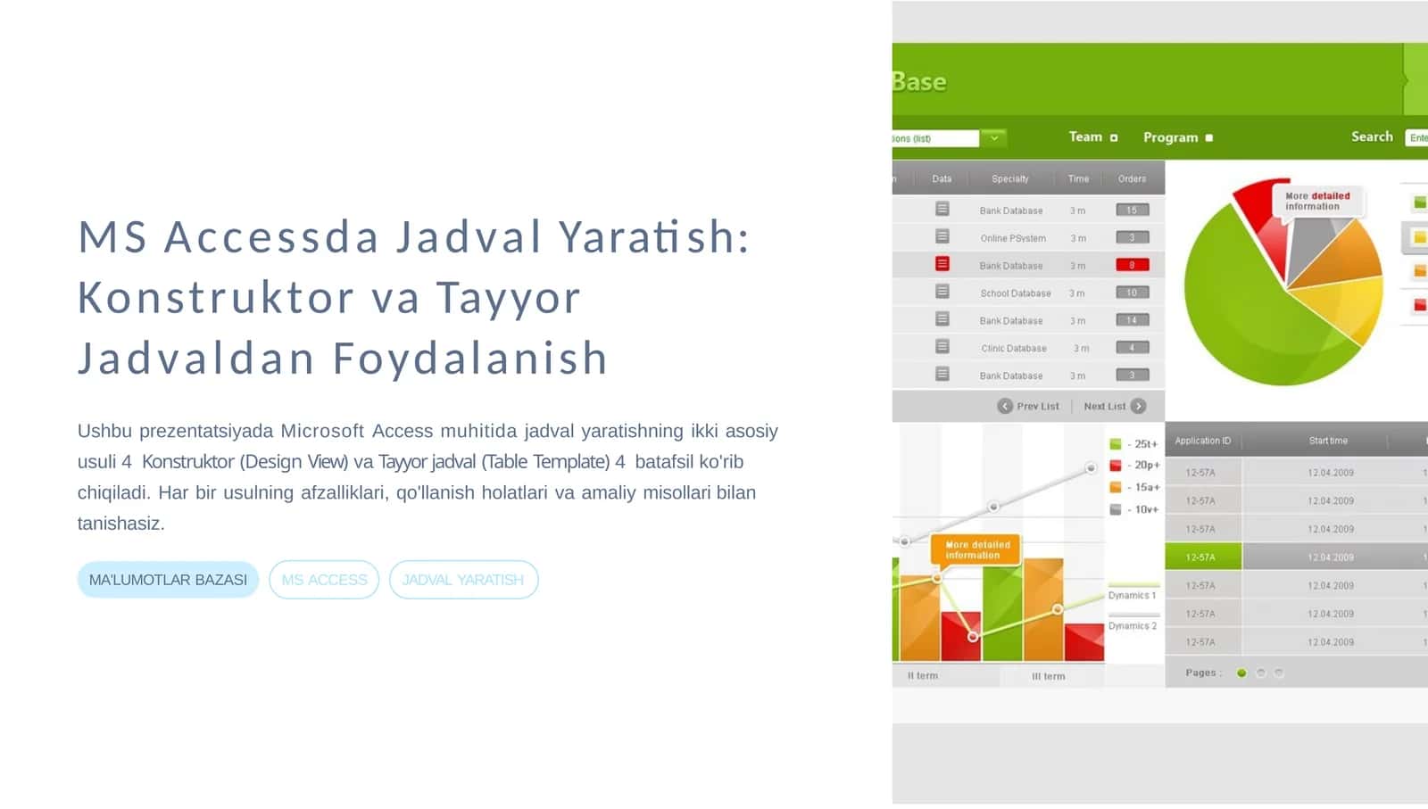 MSAccessda Jadval Yaratish: Konstruktor va Tayyor Jadvaldan Foydalanish 1