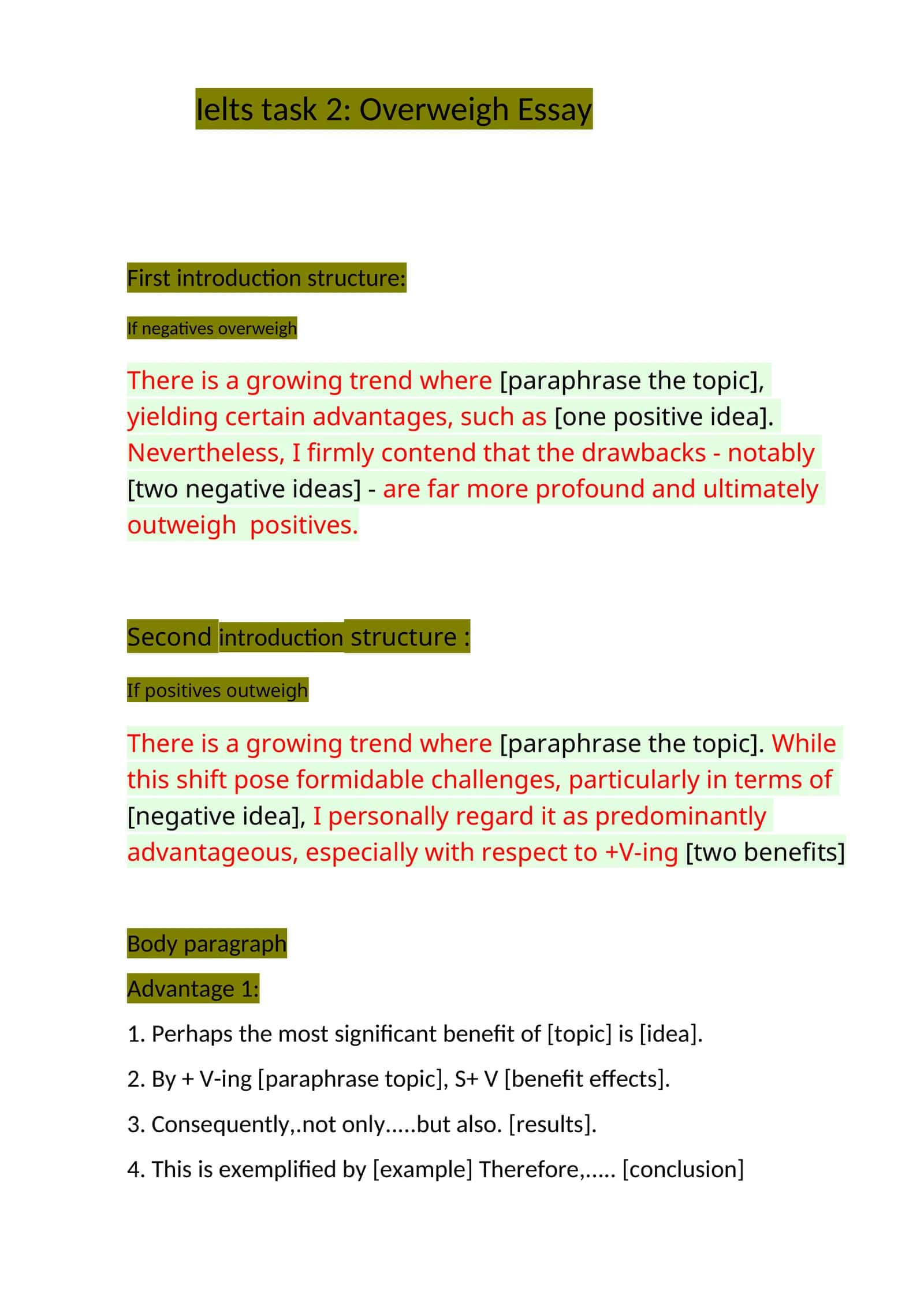 Ielts Task 2: Overweigh Essay 1