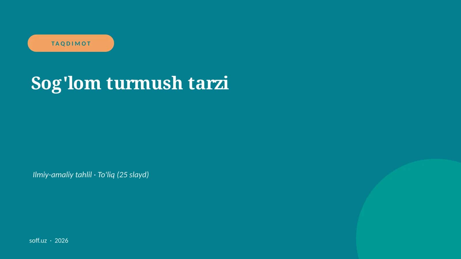 Sog'lom turmush tarzi 1