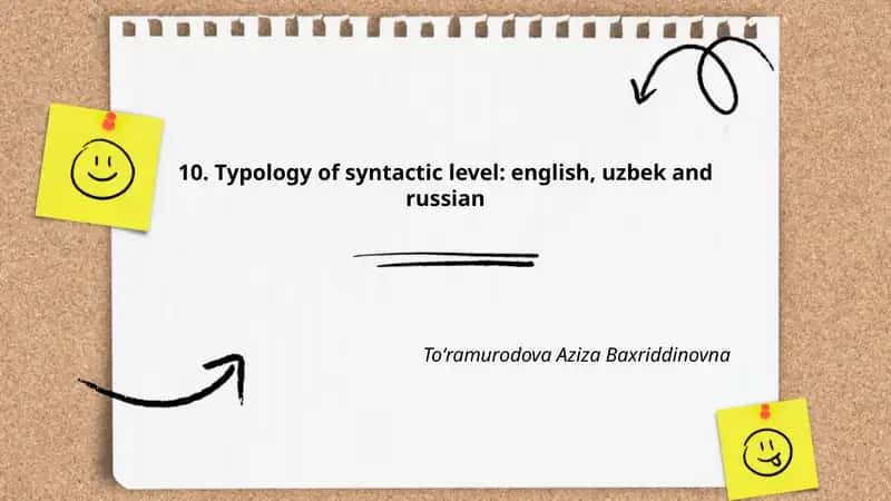 Typology of syntactic level: english, uzbek and russian 1