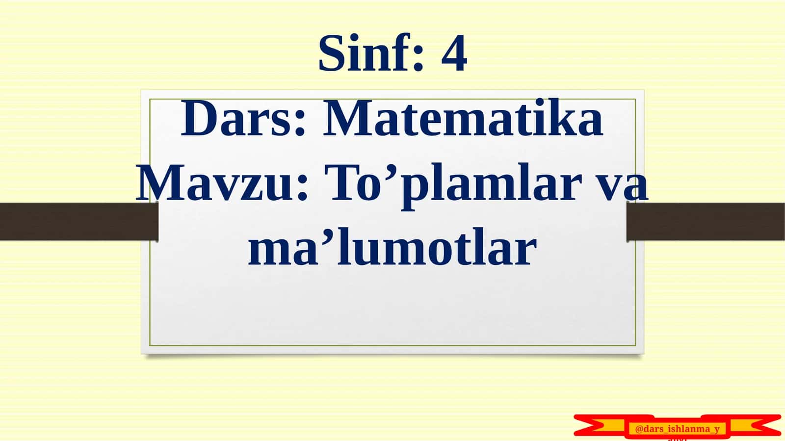 To’plamlar va ma’lumotlar 1
