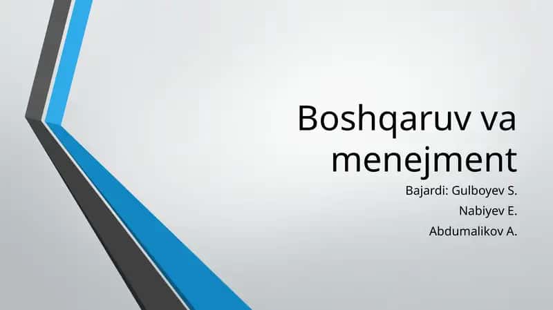 Boshqaruv va menejment 1