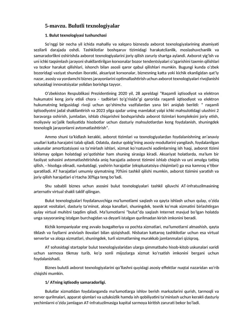 Bulutli texnologiyalar 1