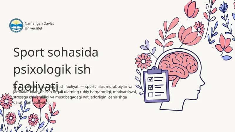 Sport sohasida psixologik ish faoliyati 1