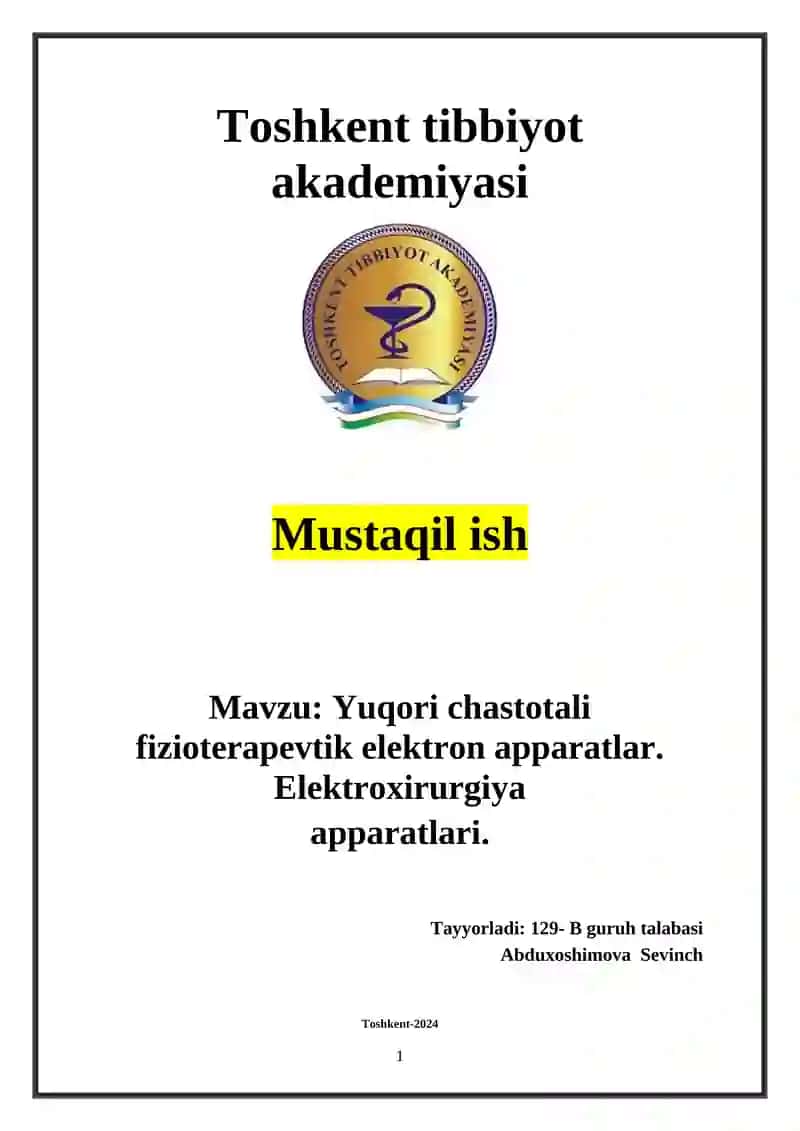 Yuqori chastotali fizioterapevtik elektron apparatlar