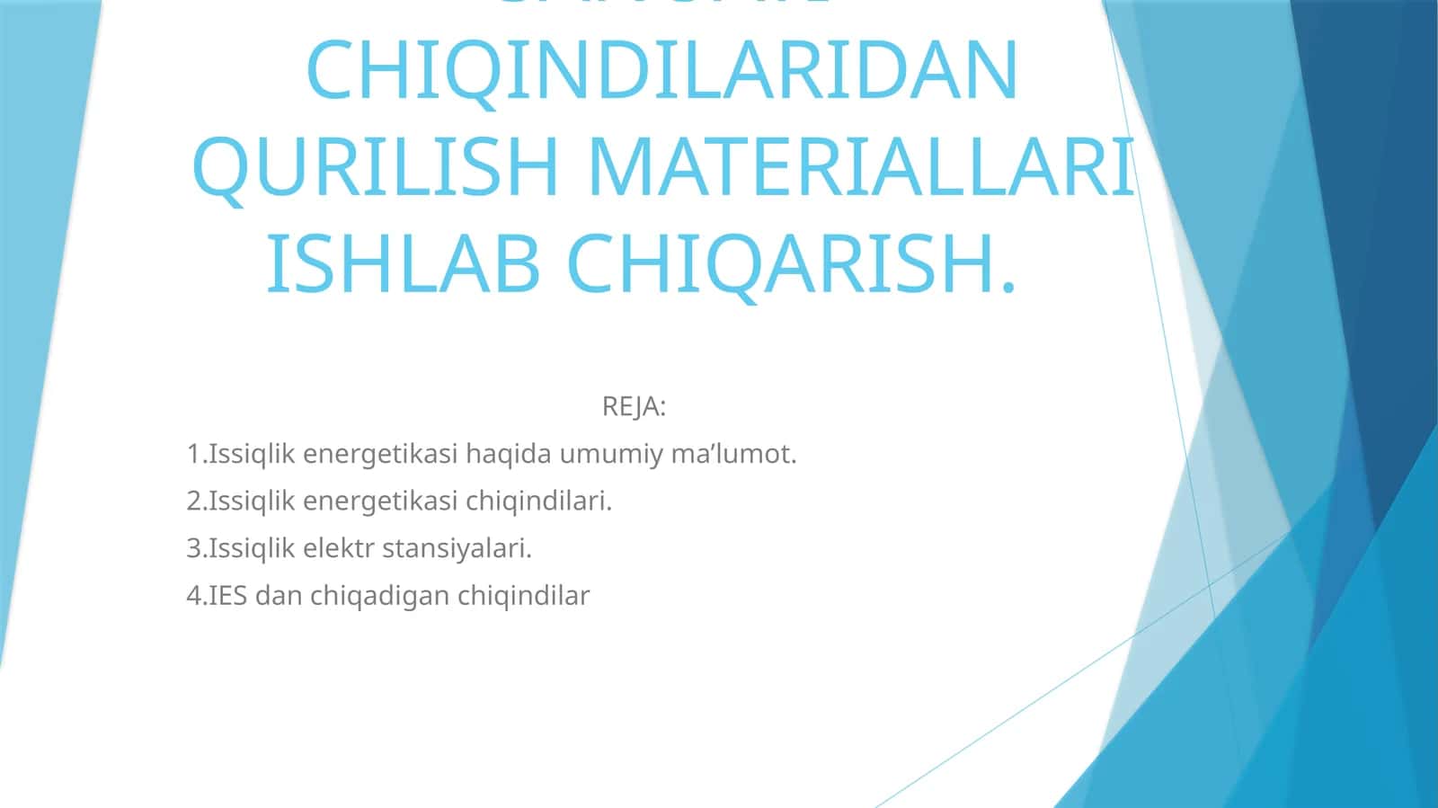 Issiqlik energetikasi sanoati chiqindilari 1