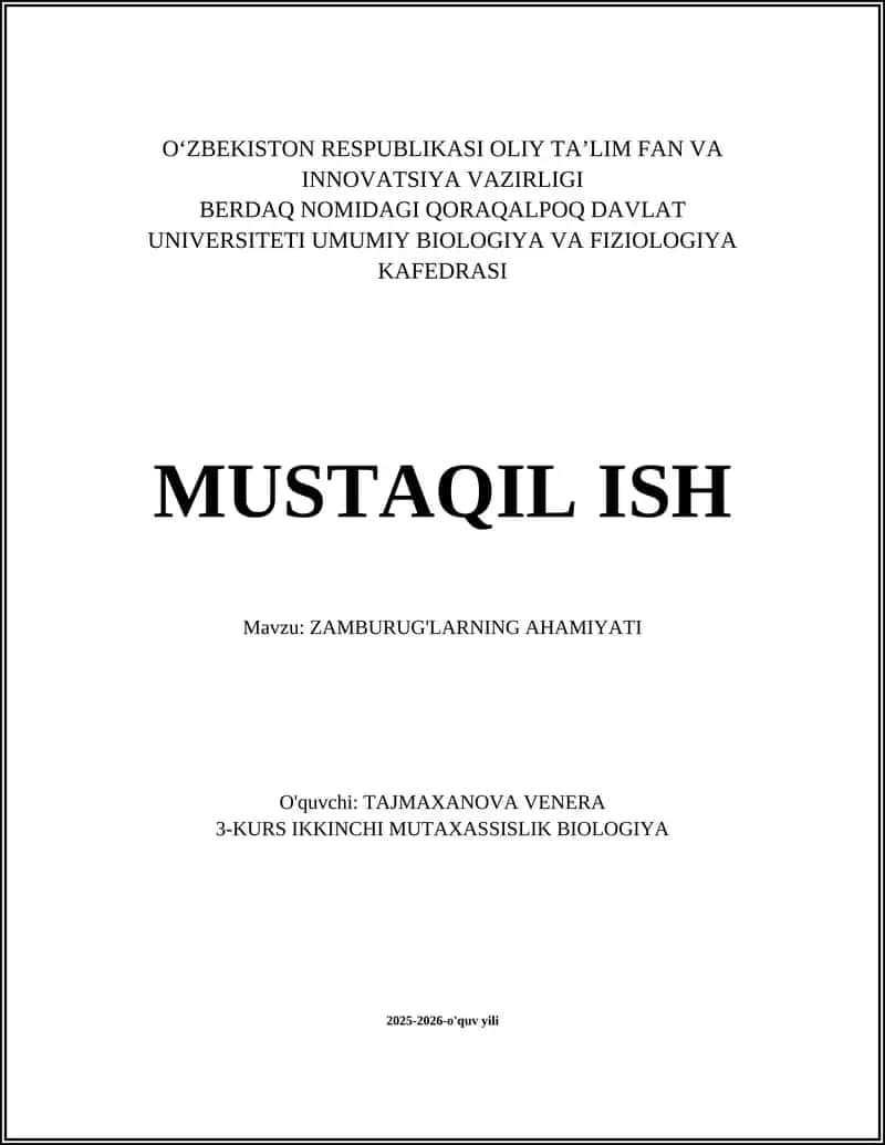 ZAMBURUG'LARNING AHAMIYATI 1