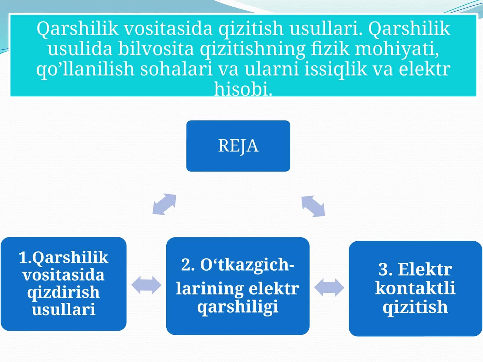 Qarshilik vositasida qizitish usullari 1