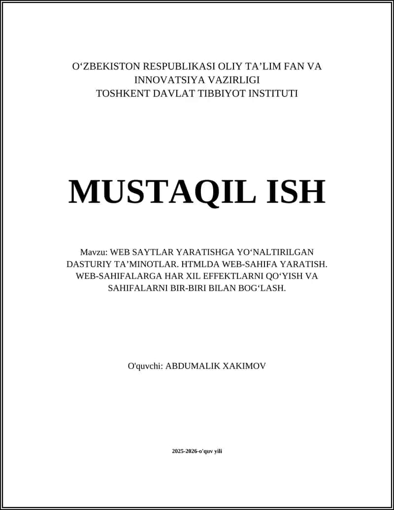 Veb-sayt yaratishga yo‘naltirilgan dasturiy ta’minotlar 1