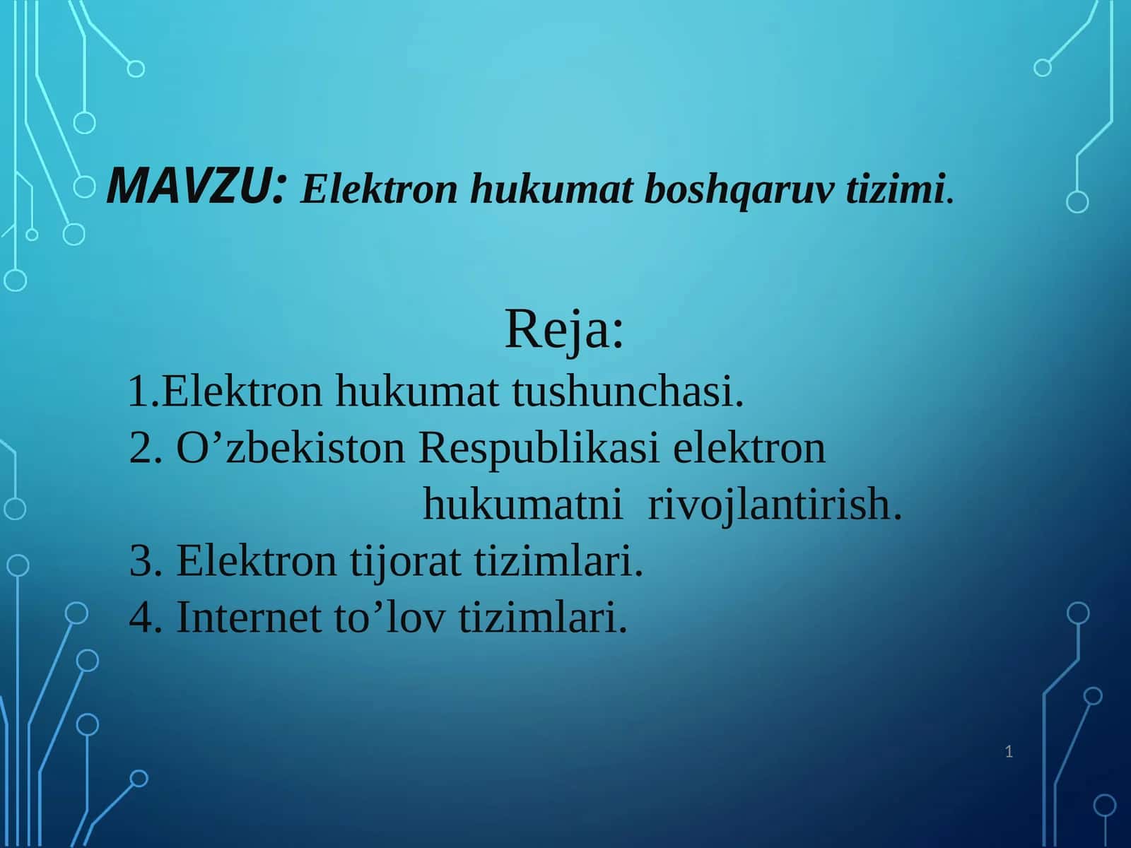 Elektron hukumat boshqaruv tizimi 1