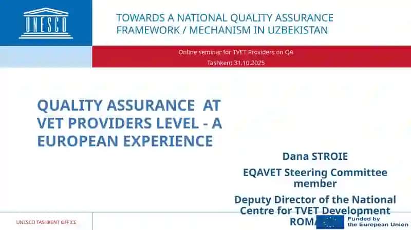 TOWARDS A NATIONAL QUALITY ASSURANCE FRAMEWORK / MECHANISM IN UZBEKISTAN