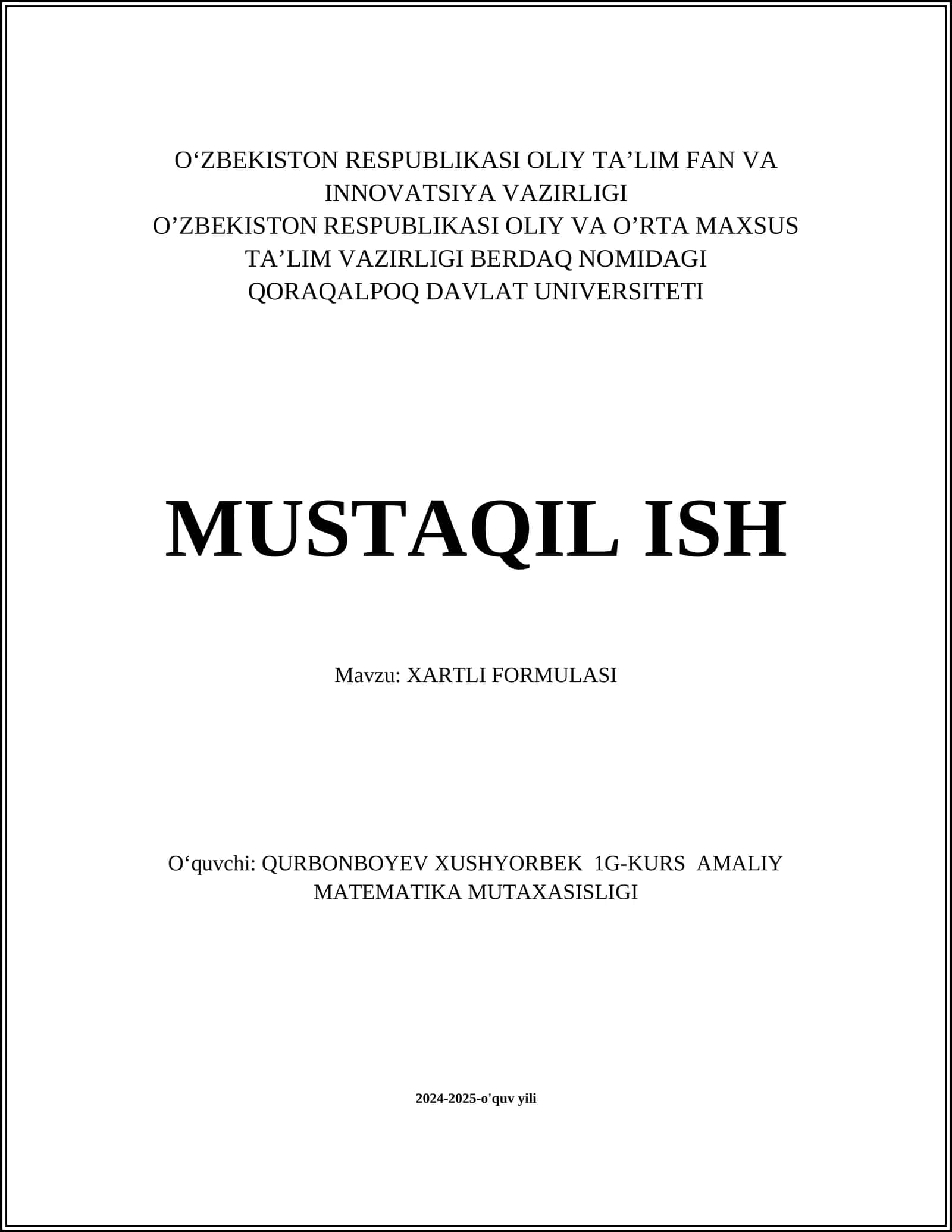 XARTLI FORMULASI 1