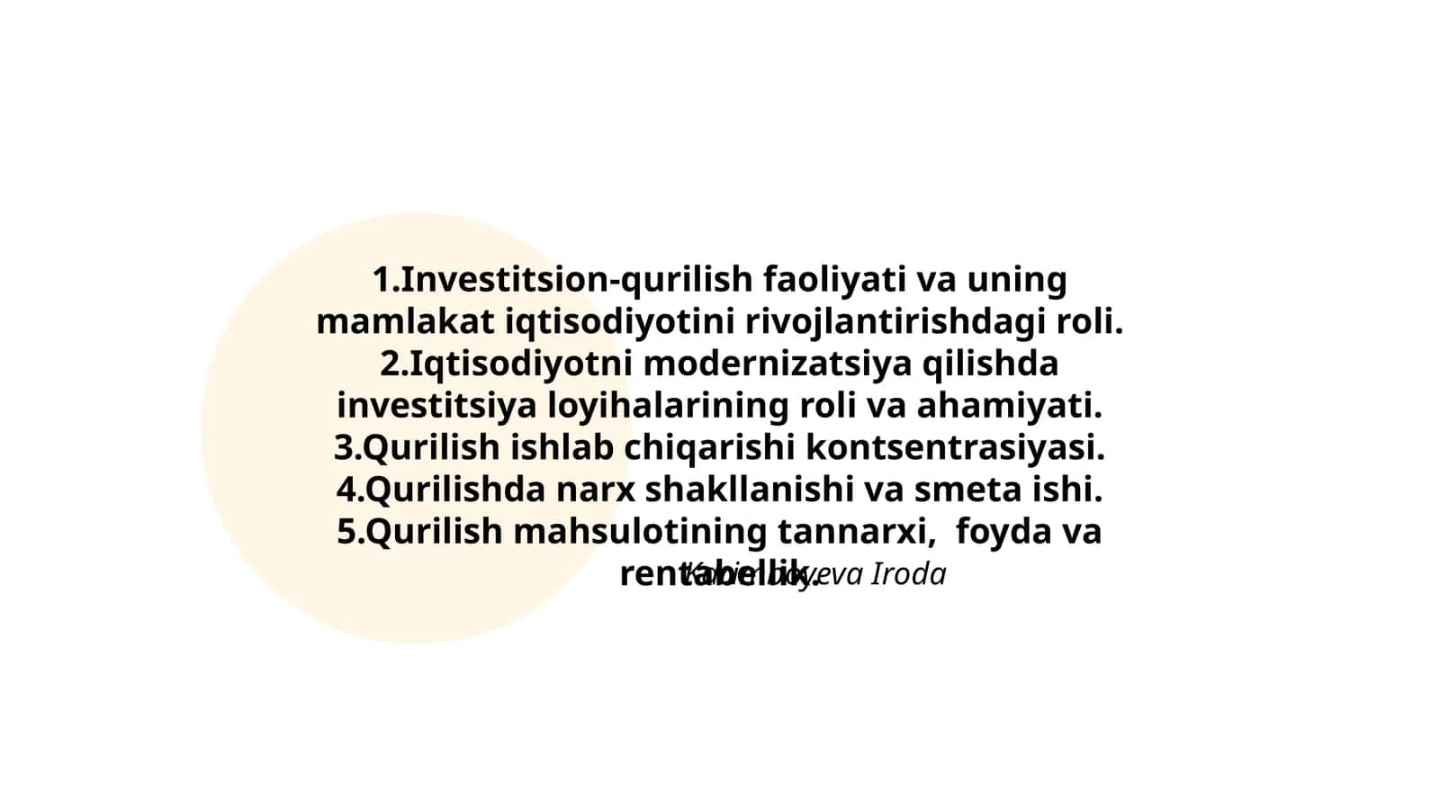 Investitsion-qurilish faoliyati va uning mamlakat iqtisodiyotini rivojlantirishdagi roli 1