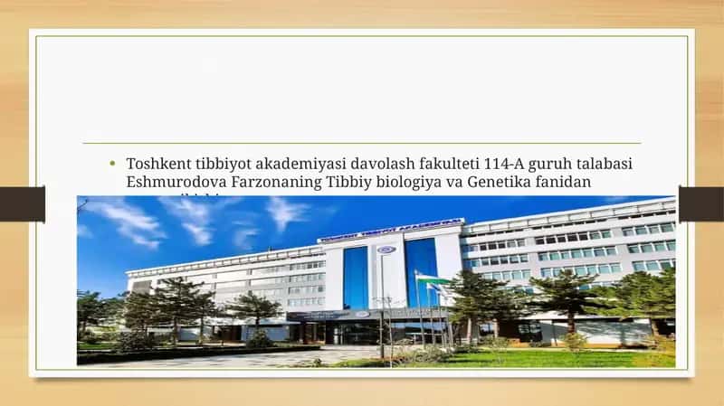 Tibbiy biologiya va genetika fanidan mustaqil ish 1