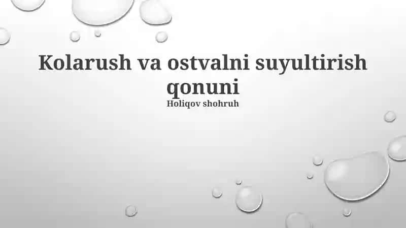 Kolarush va Ostvalni Suyultirish Qonuni