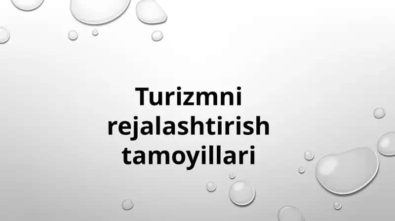 Turizmni rejalashtirish tamoyillari 1
