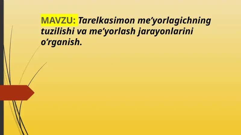 Tarelkasimon me’yorlagichning tuzilishi va me’yorlash jarayonlarini o’rganish. 1