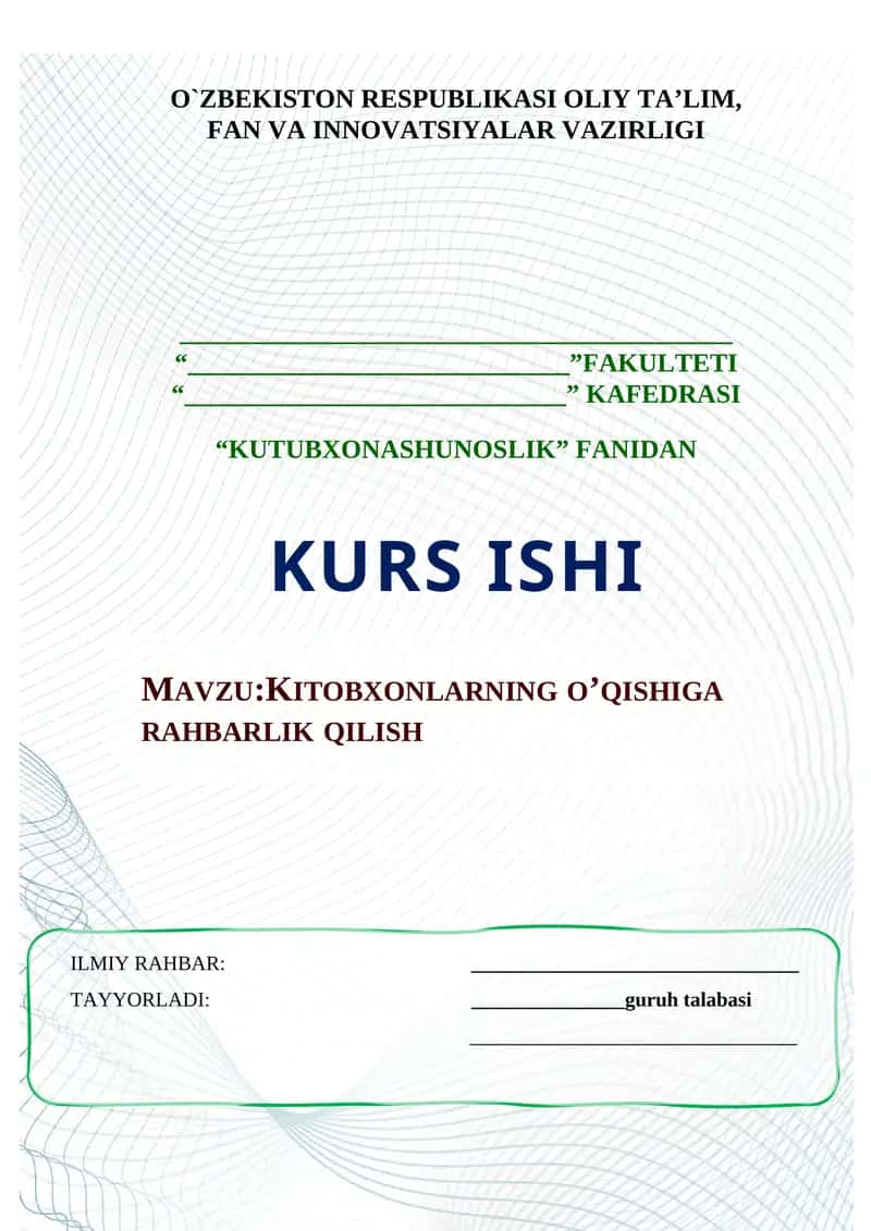KITOBXONLARNING O’QISHIGA RAHBARLIK QILISH 1