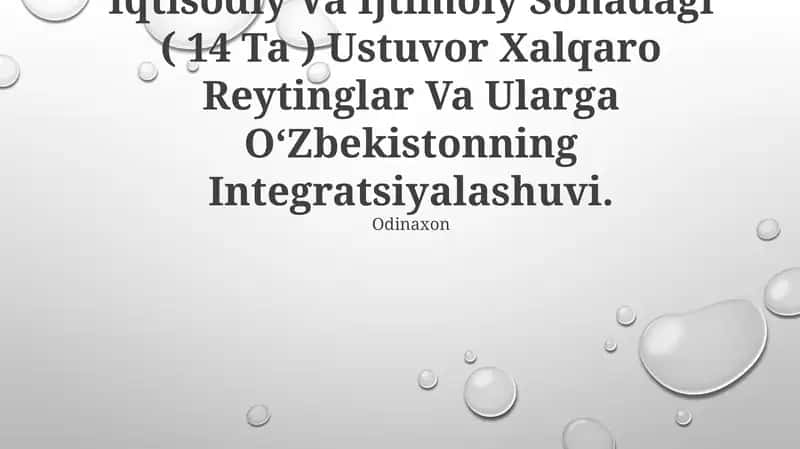 Iqtisodiy Va Ijtimoiy Sohadagi Ustuvor Xalqaro Reytinglar 1