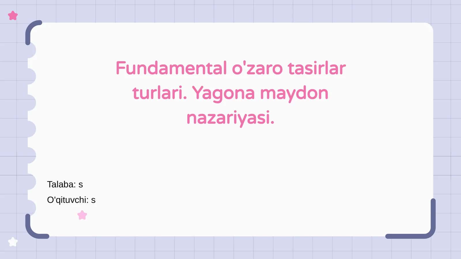 Yagona maydon nazariyasi 1