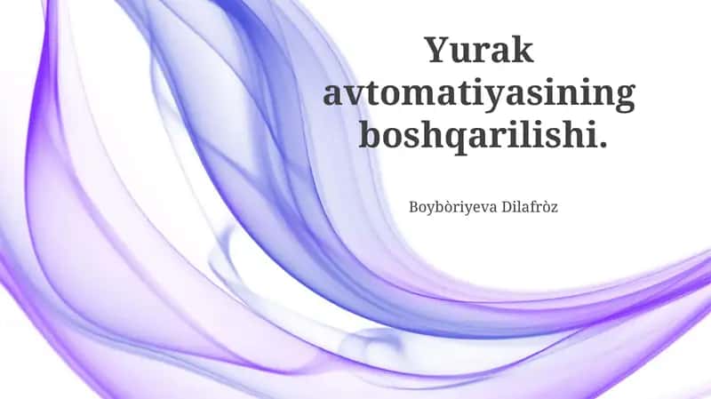 Yurak avtomatiyasining boshqarilishi 1