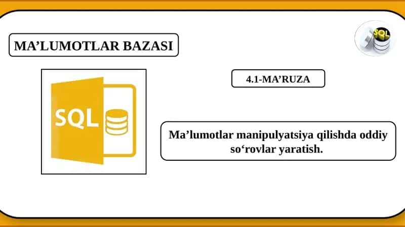 MA’LUMOTLAR BAZASI 1